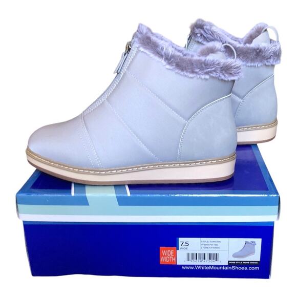 White Mountain Tamarin Puffer Ankle Zip Cozy Bootie Faux Fur Lined Size 7.5 NWB - Picture 6 of 13
